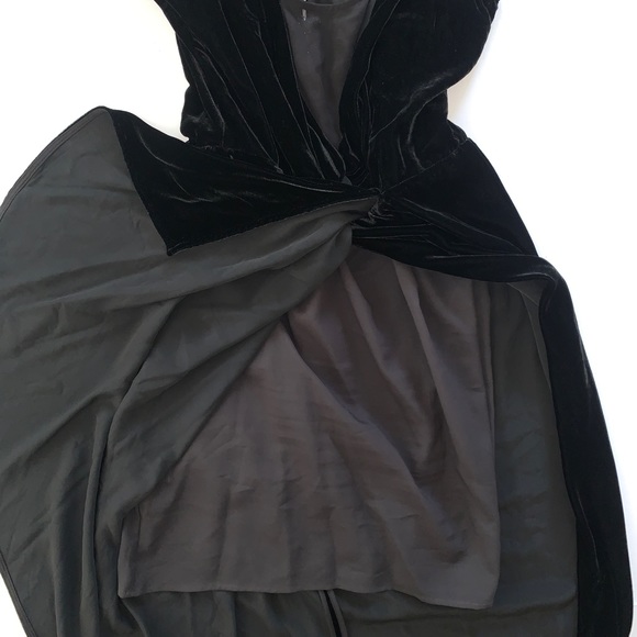 BCBGMaxAzria Ria New Black Velvet Asymmetrical Wrap Sleeveless Maxi Dress S - Picture 8 of 13